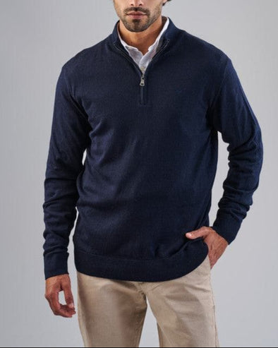 HIGH-NECK SWEATER WITH ZIPPER - DARK NAVY- DOCKLAND