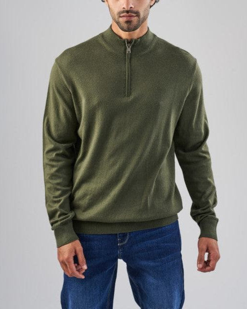 HIGH-NECK SWEATER WITH ZIPPER - OLIVE-DOCKLAND