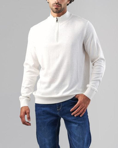 HIGH-NECK SWEATER WITH ZIPPER - OFF WHITE- DOCKLAND