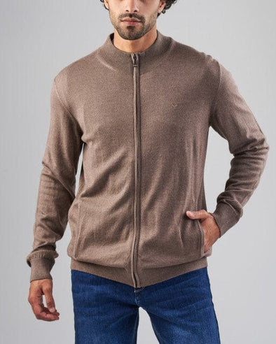 Zip-Up Straight-Fit Sweater  - CAFÉ-DOCKLAND