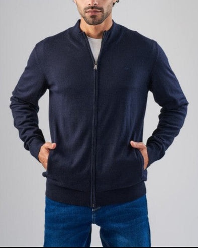 Zip-Up Straight-Fit Sweater  - DARK NAVY-DOCKLAND