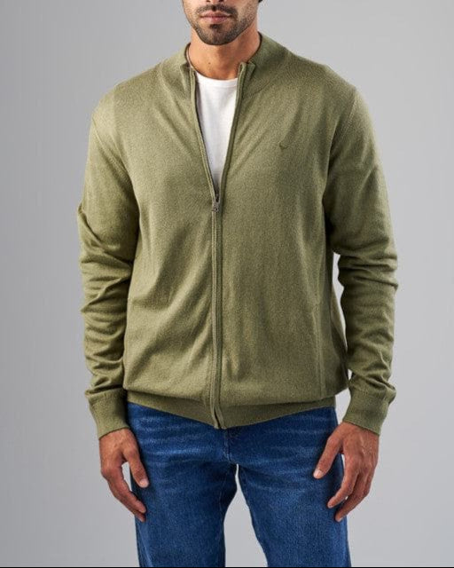 Zip-Up Straight-Fit Sweater  - OLIVE-DOCKLAND