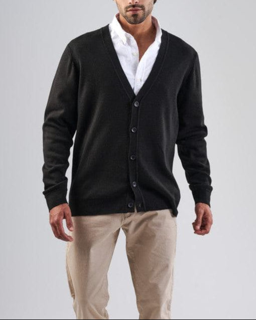 Textured Button-Up Cardigan    - BLACK- DOCKLAND