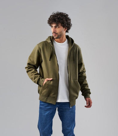 SLIM-FIT ZIP-THROUGH HOODIE-OLIVE-DOCKLAND