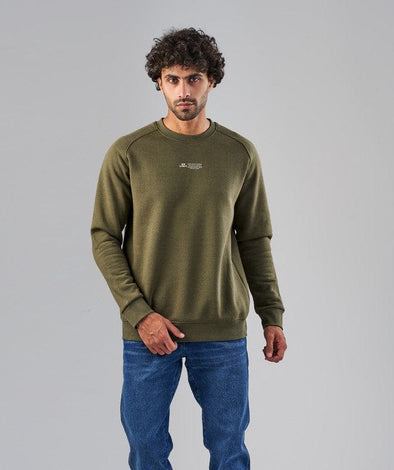 Printed Round Neck Sweatshirt    -  OLIVE-DOCKLAND