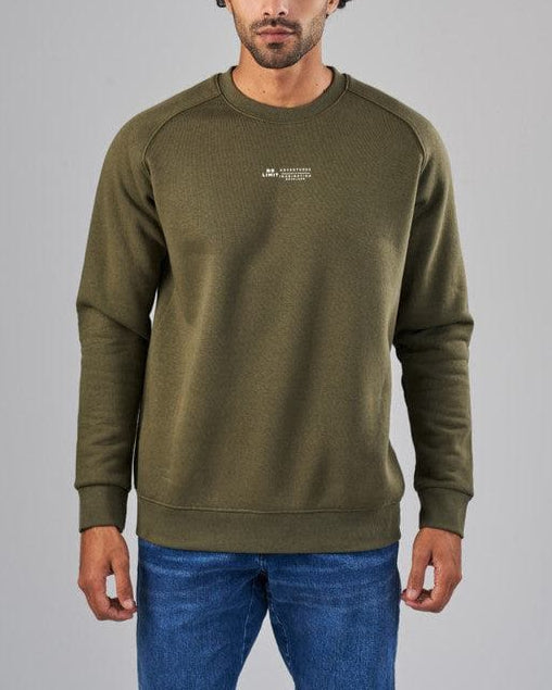 Printed Round Neck Sweatshirt    -  OLIVE-DOCKLAND