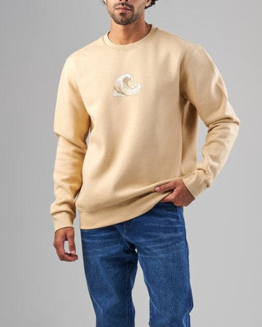 Printed Round Neck Sweatshirt    -  BEIGE-DOCKLAND