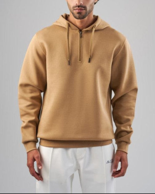 Half-Zip Hoodie   - BEIGE-DOCKLAND