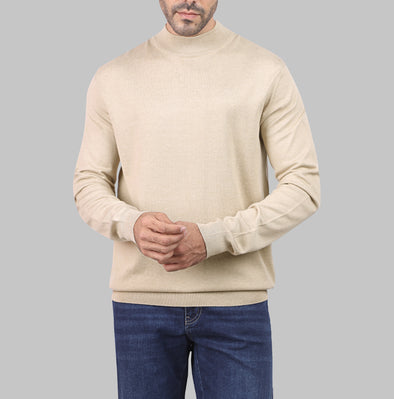 BASIC HALF-NECK SWEATER - BEIGE
