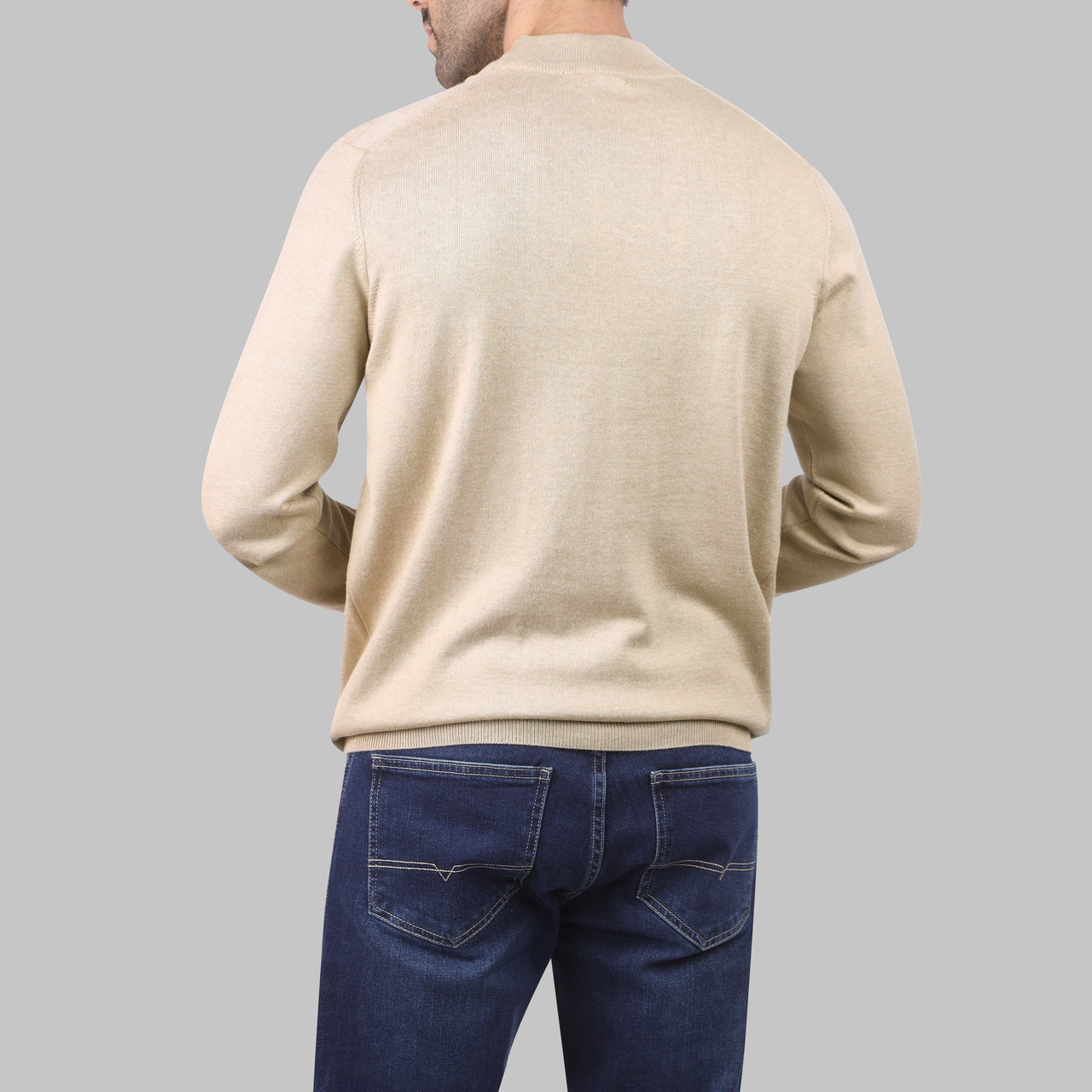 BASIC HALF-NECK SWEATER - BEIGE