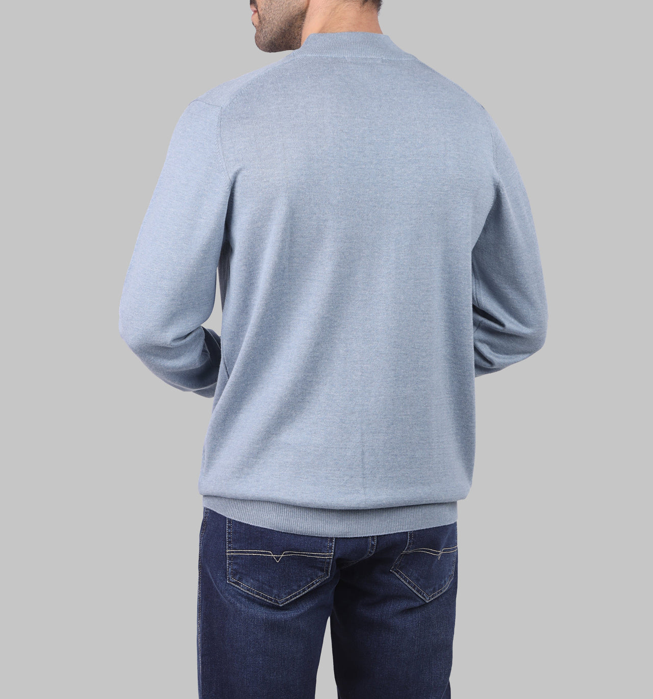 BASIC HALF-NECK SWEATER - BLUE