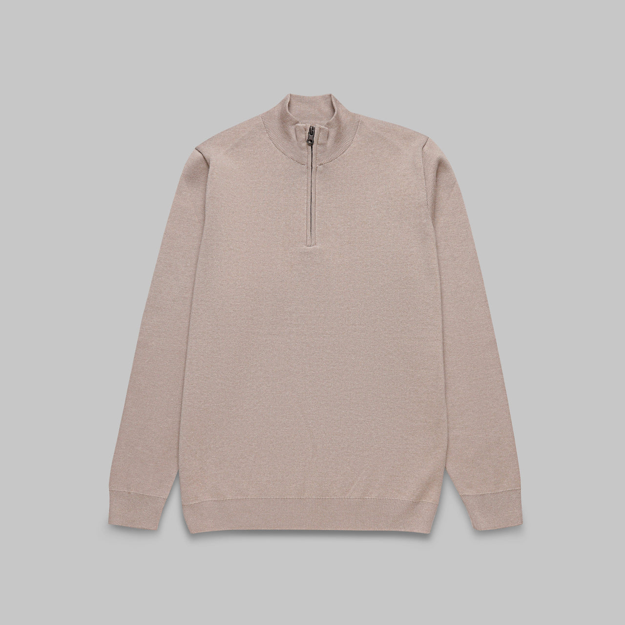 BASIC HALF-ZIP SWEATER - BEIGE