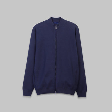 BASIC FULL-ZIP SWEATER - DARK NAVY