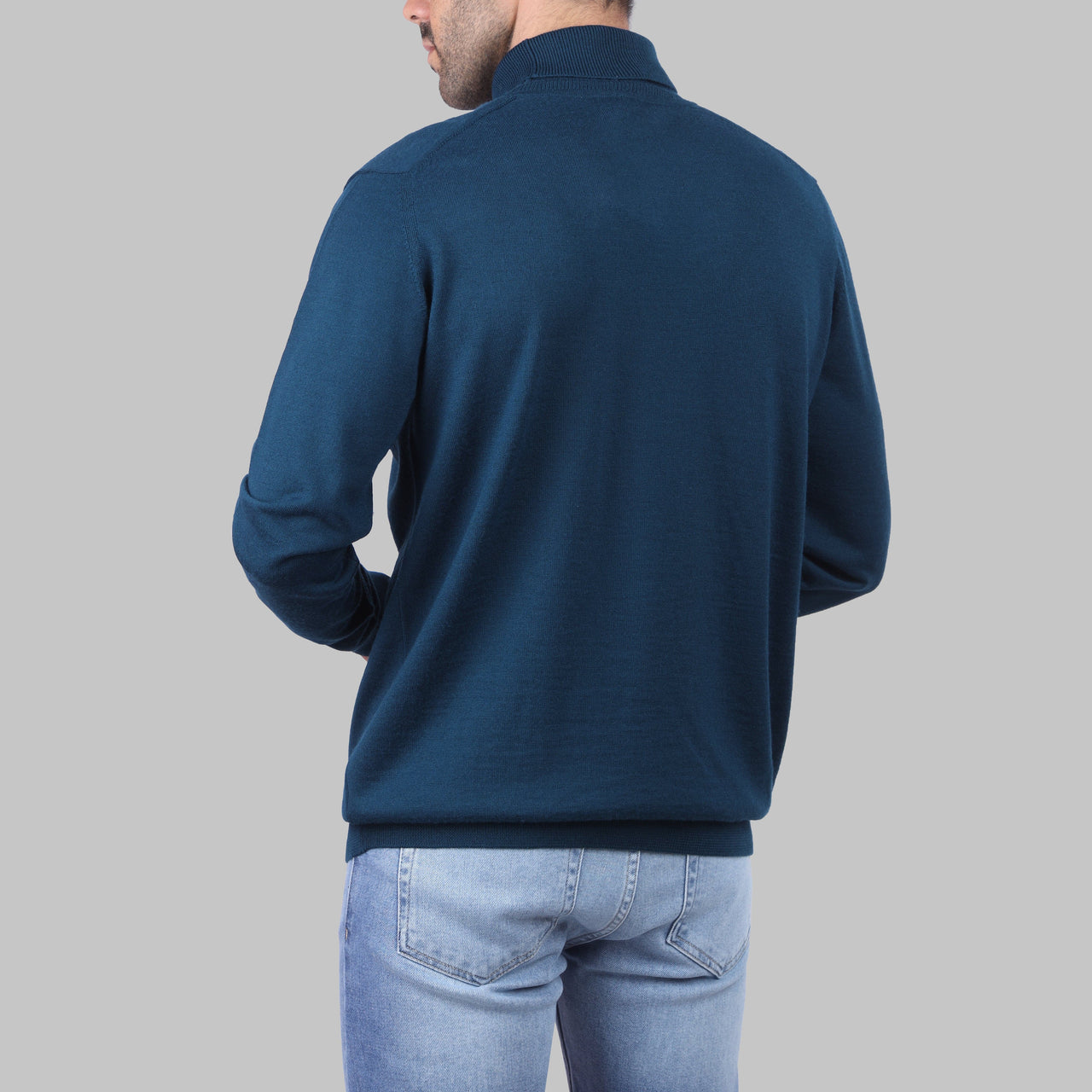 BASIC WOOL HIGH-NECK SWEATER - BLACK