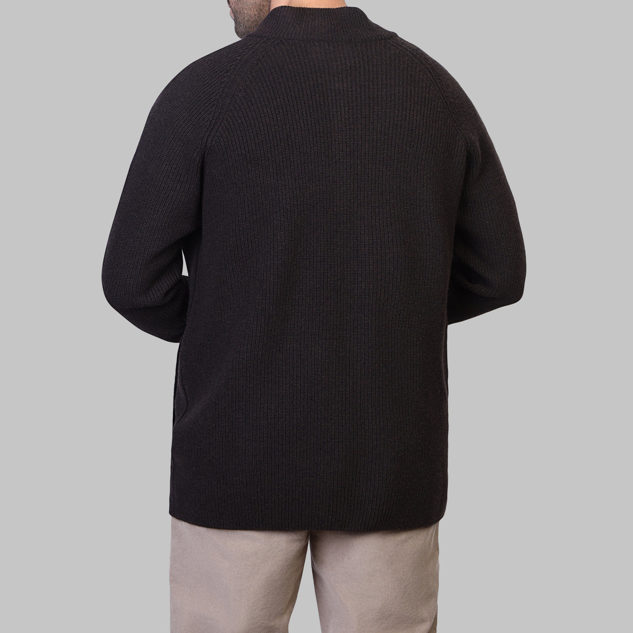 BASIC FULL-ZIP PULLOVER - BROWN