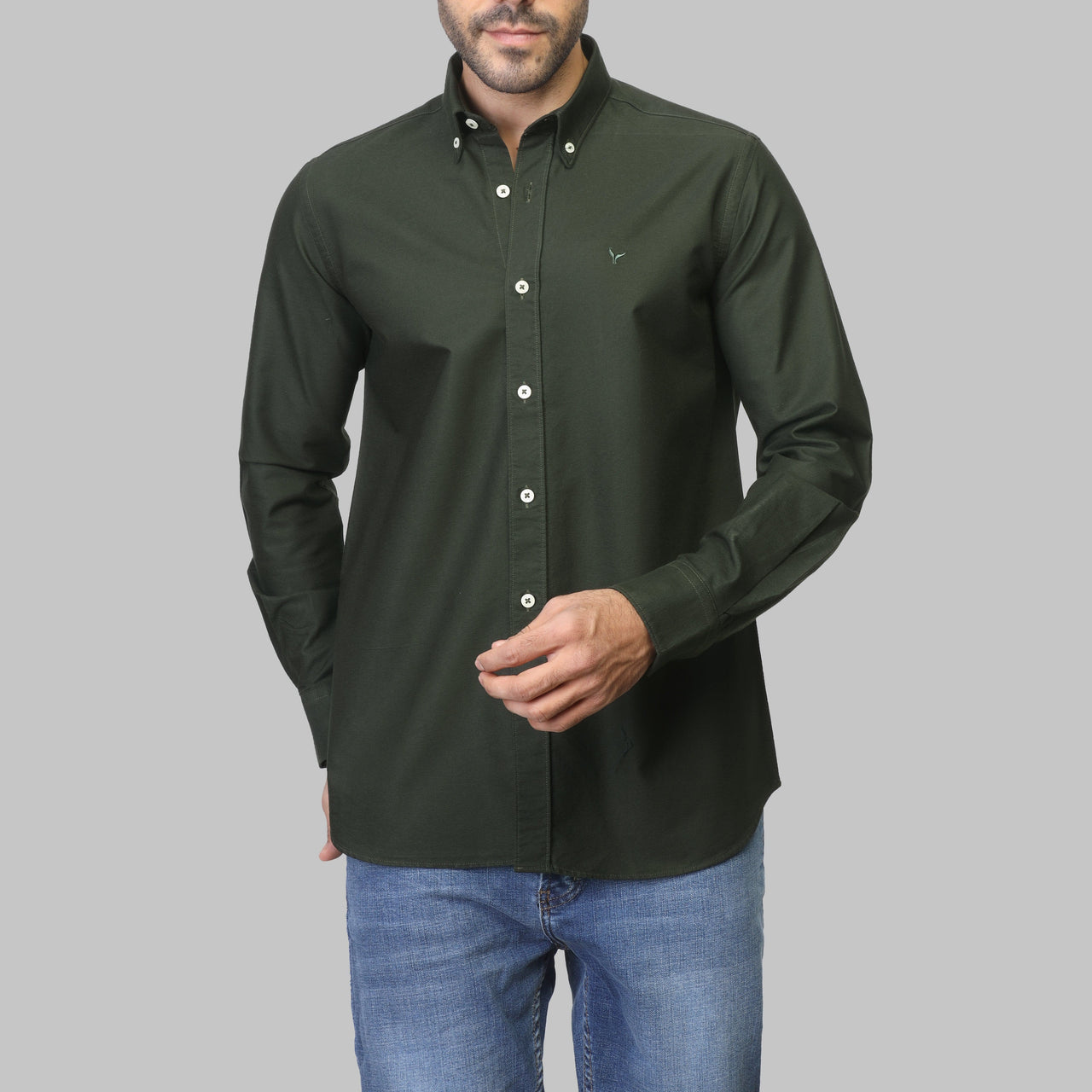 SLIM-FIT OXFORD SHIRT  - OLIVE - Dockland