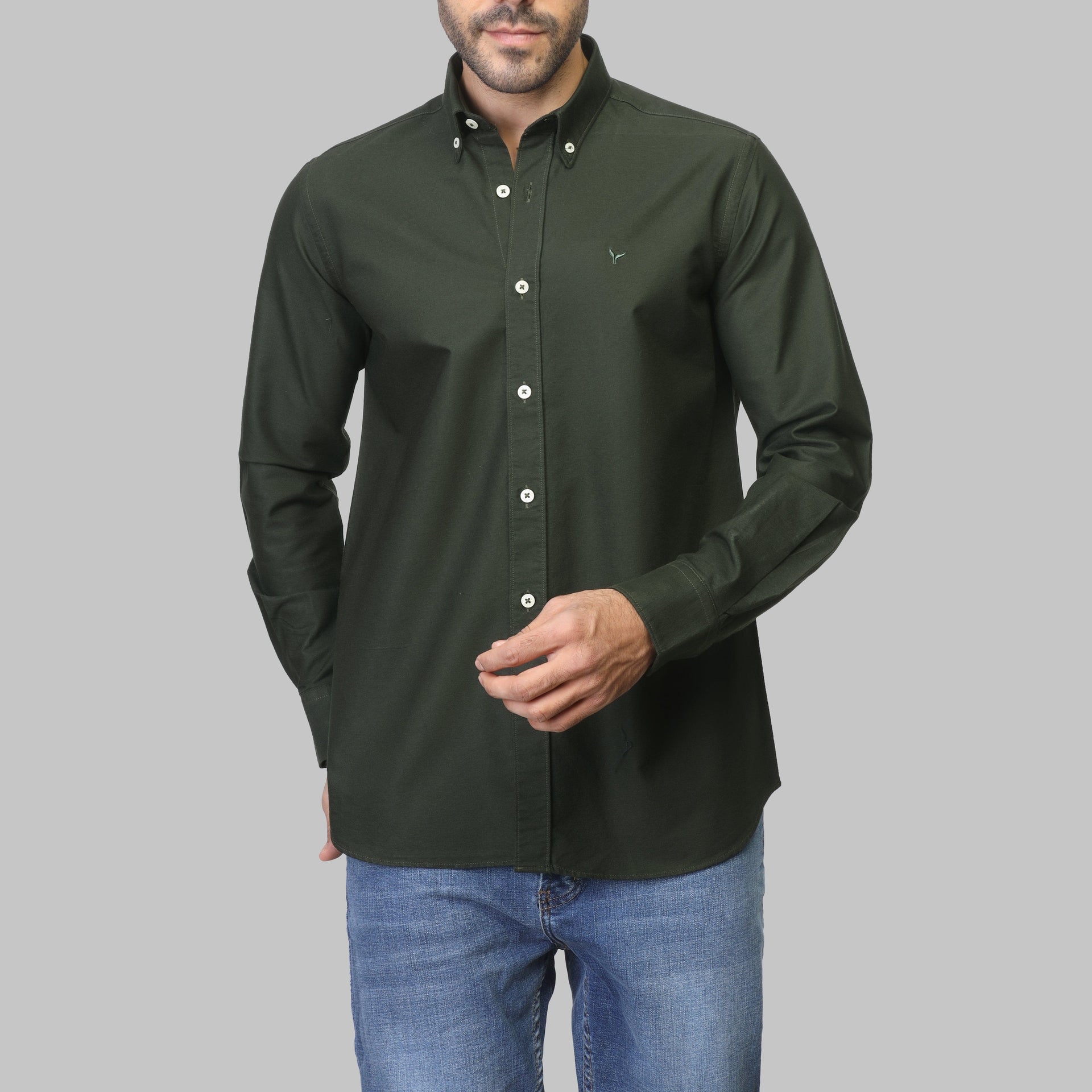 SLIM-FIT OXFORD SHIRT  - OLIVE - Dockland