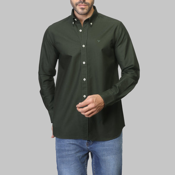 SLIM-FIT OXFORD SHIRT  - OLIVE - Dockland
