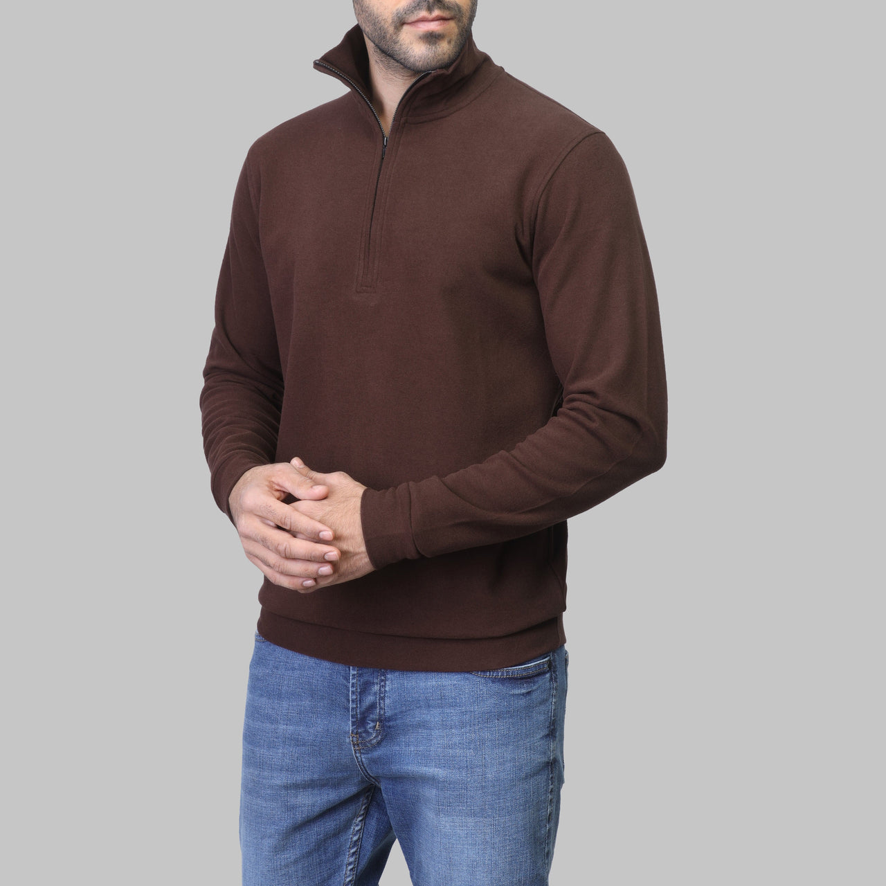 QUARTER ZIP SWEATSHIRT  - BURGUNDY - Dockland
