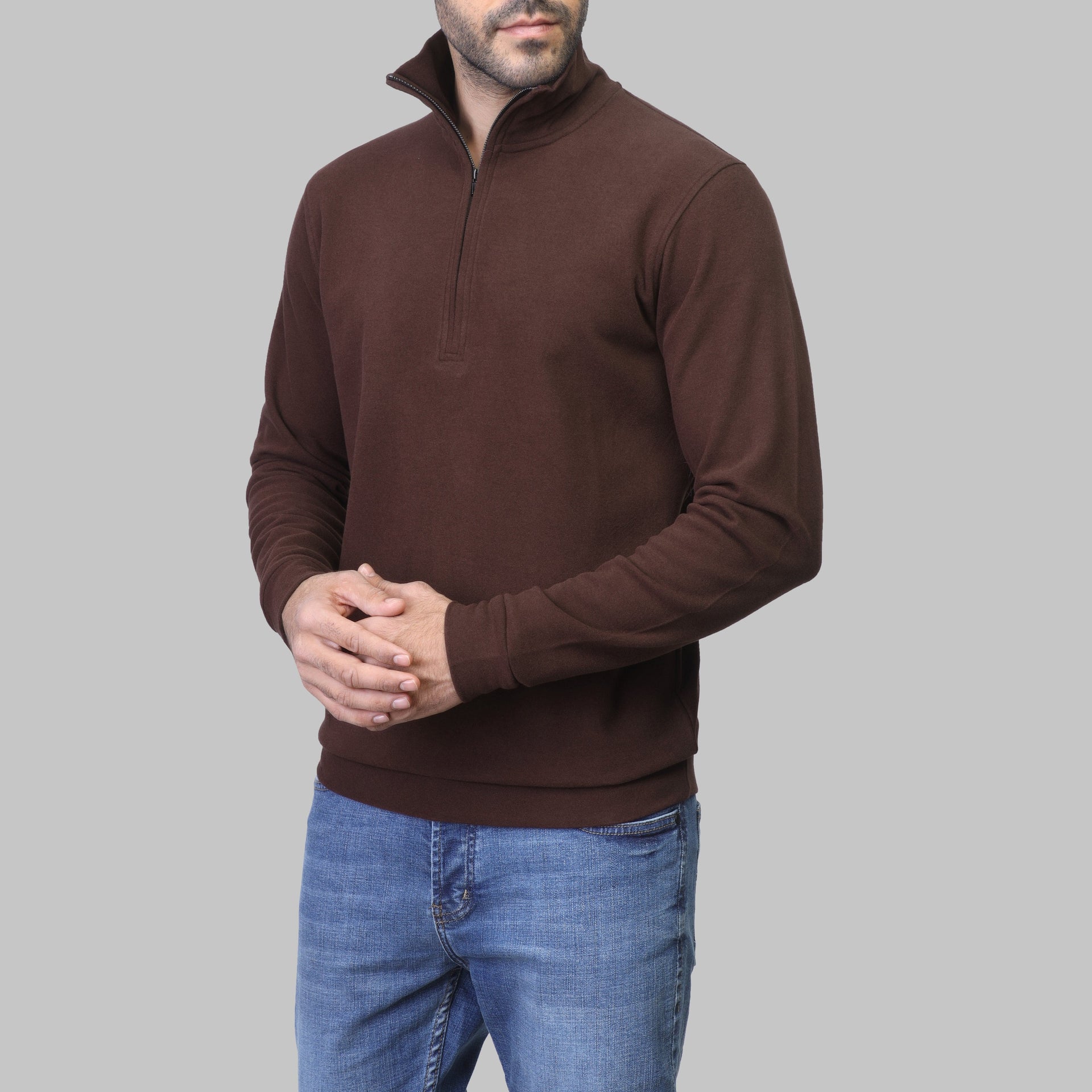 QUARTER ZIP SWEATSHIRT  - BURGUNDY - Dockland