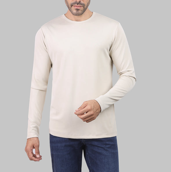 LONG SLEEVE SLIM T-SHIRT - BEIGE