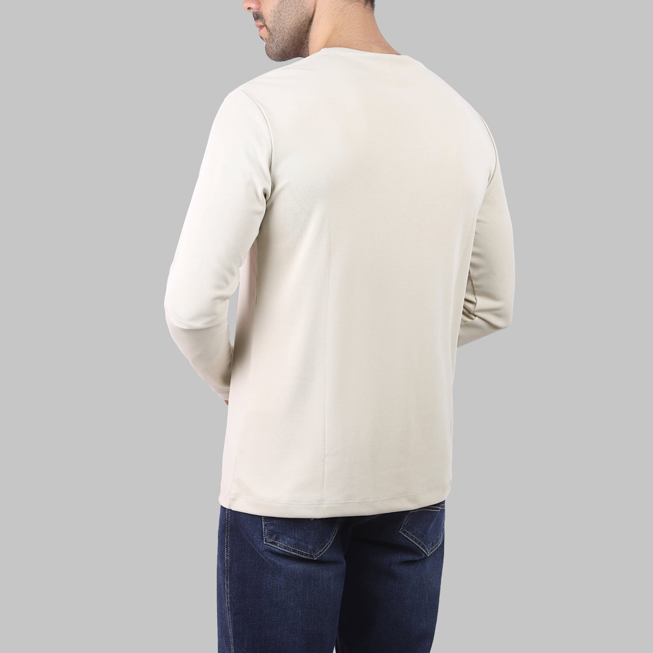 LONG SLEEVE SLIM T-SHIRT - BEIGE
