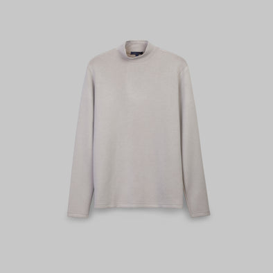 PREMIUM HALF NECK LONG SLEEVE T-SHIRT  - LIGHT GREY