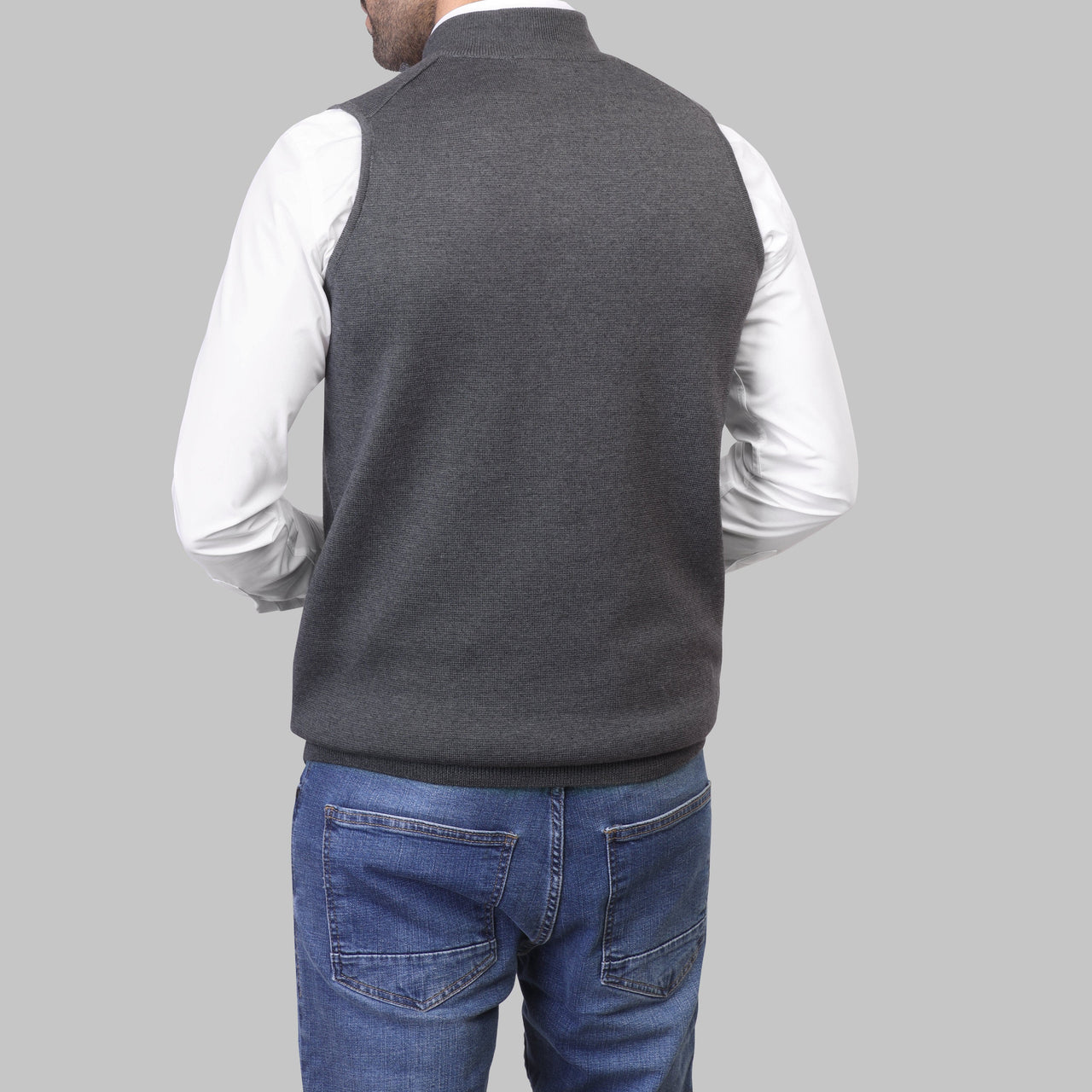 QUARTER-ZIP VEST - CHARCOAL - Dockland