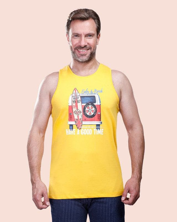 Round Neck Tank Top - YELLOW ORANGE - Dockland