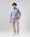 HIGH-NECK SWEATER WITH ZIPPER - DARK BLUE -DOCKLAND