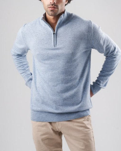 HIGH-NECK SWEATER WITH ZIPPER - DARK BLUE -DOCKLAND