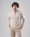 HIGH-NECK SWEATER WITH ZIPPER - LIGHT BEIGE -DOCKLAND