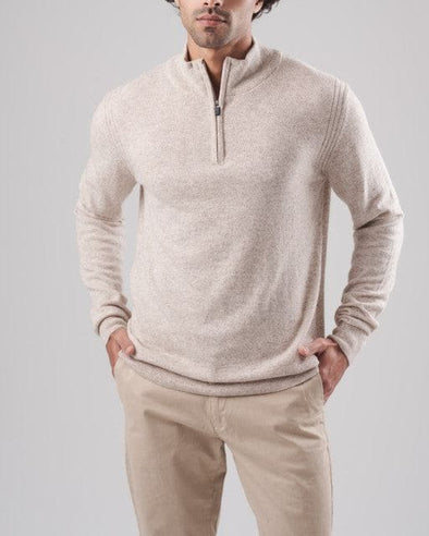 HIGH-NECK SWEATER WITH ZIPPER - LIGHT BEIGE -DOCKLAND