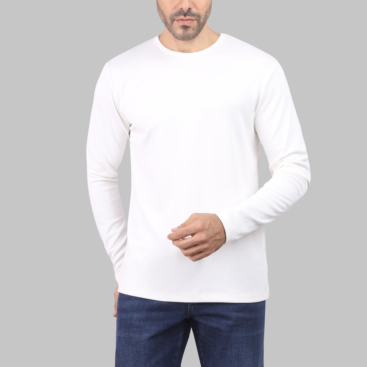 LONG SLEEVE SLIM T-SHIRT - OFF WHITE