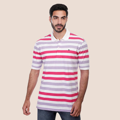 Short sleeve striped Polo shirt - FUCHSIA - Dockland