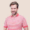 SHORT SLEEVE STRIPED POLO SHIRT - MELON - Dockland