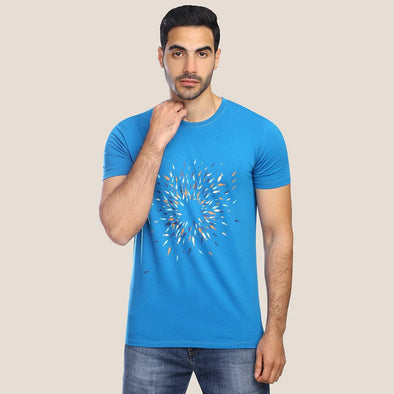 ROUND NECK PRINTED T-SHIRT - DARK TURQUOISE - Dockland