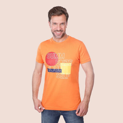 ROUND NECK PRINTED T-SHIRT - ORANGE - Dockland