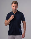 SLIM FIT KNIT POLO SHIRT - NAVY - Dockland