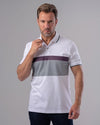 SHORT SLEEVE STRIPED POLO SHIRT - WHITE - Dockland