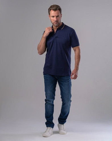 CLASSIC FIT PLAIN POLO SHIRT - NAVY - Dockland