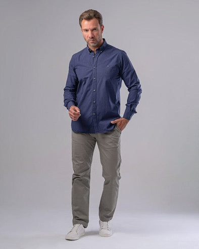 LONG SLEEVE PLAIN SHIRT - NAVY - Dockland