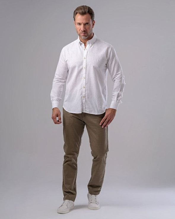 LONG SLEEVE PLAIN SHIRT - WHITE - Dockland