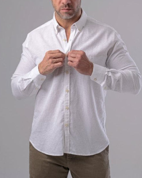 LONG SLEEVE PLAIN SHIRT - WHITE - Dockland