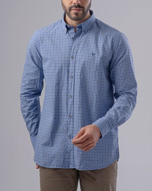 LONG SLEEVE CHECKERED SHIRT - SKY BLUE - Dockland