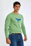 Long Sleeve Round Neck Graphic T-Shirt - GREEN - Dockland