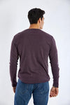 Long Sleeve Round Neck Plain T-Shirt - DARK  WINE - Dockland