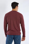 Long Sleeve Round Neck Plain T-Shirt - DARK  WINE - Dockland