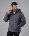 HOODED PUFFER JACKET - GREY - Dockland