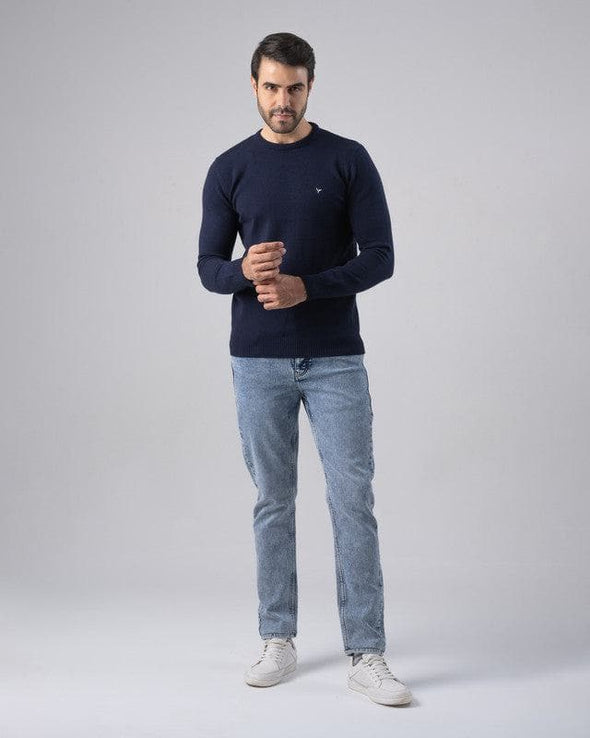TEXTURED COTTON SWEATER - NAVY - Dockland